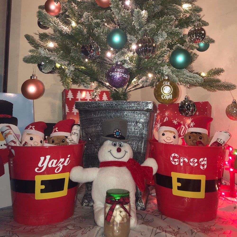Christmas sets with cup, basket, elf, adoption papers, ornament and more!